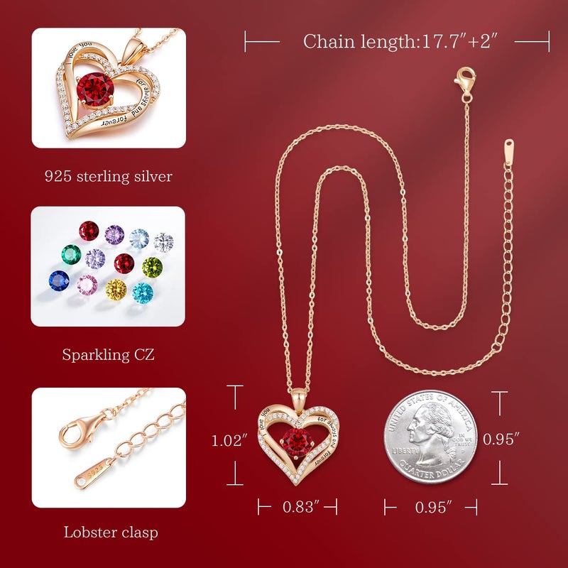 CDE Valentine's Day Gift Forever Love Heart Necklaces for Women, Wedding Anniversary, Birthday Mothers Day Christmas Day Gifts for Mom, Mother, Wife, friend, S925 Silver Jewelry with Birthstone Pendant - Image 5